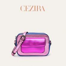 CEZIRA Women's Metal PU Leather Square Camera Bag, Multi-Color Patchwork, Magnetic Flap, With Pocket, Adjustable Shoulder Strap, Crossbody Shoulder Handbag, Daily Use - Multicolor - View 1