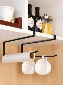 1PC Hanging Cabinet Paper Towel Holder Iron Storage Rack - White - View 10