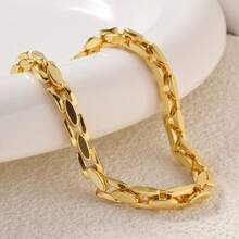 1pc Minimalist 18K Gold-Plated Copper Smooth Hollow Cube Chain Bracelet, Suitable For Women And Men, Daily And Party Wear, Fashionable Multi-Layer Jewelry - Gold - View 6