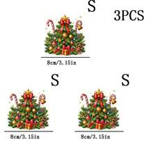 1/2/3pcs Christmas Tree Theme With Red Star, Gold Bell And Gift Box Heat Transfer Iron-On Stickers, Suitable For T-Shirts, Sweatshirts, Jeans, Jackets, Backpacks, Pillows And Other Clothing And Decal DIY - Multicolor - View 6