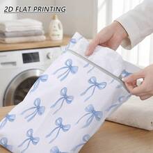 1PC Zipper Mesh Laundry Bag Polka Dot Bowknot Graphic Reusable Delicate Garment Washing Protection For Socks Underwear Pants Sweaters Shirts Blouses Lingerie Bra Hosiery Fine Fabric Care Machine Wash Storage Organization - View 2