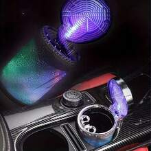 LED Lighted Car Ashtray With Sealed Cover, Multifunctional Car Cup Holder, Air Vent Ashtray, Trash Can, Car Interior Decor - A - View 6