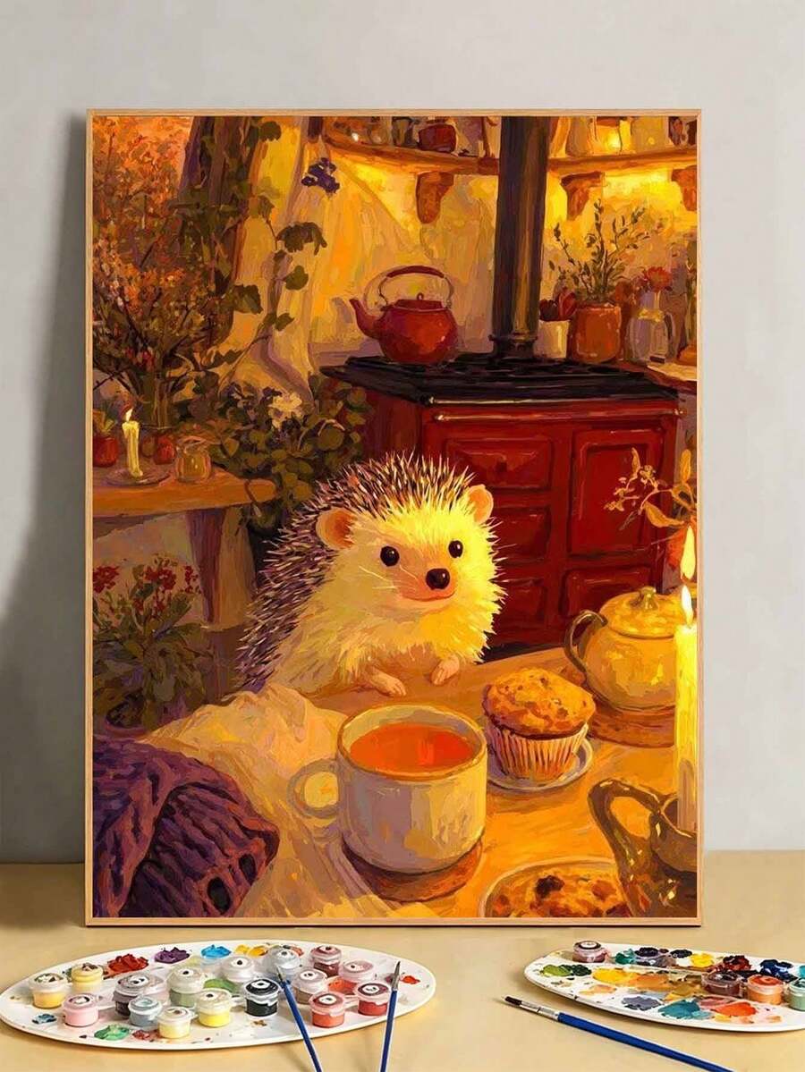 DIY Cute Hedgehog Tea Party (Frameless 8x12 / 16x20 Inches) Paint By Numbers Kit (Acrylic) Arts & Crafts For Adult Beginners, Cozy Home Wall Decor, Relaxing Hobbies, And Unique Holiday Gifts - Sets - View 1
