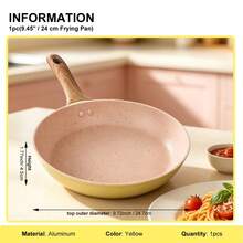 ABKOK Wajan Anti Lengket, Warna Macaron, Peralatan Masak Aluminium, Ukuran 7,09 x 9,45 x 11,02 Inci, Satu Wajan dan Set 3 Buah untuk Memasak di Kompor dan Dapur Rumah Tangga - View 10