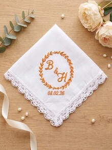 1pc Personalized Bride Wedding Handkerchief, Custom Text Hankerchief, Custom Keepsake Handkerchief For Wedding Bridal Party Gift - Multicolor - View 18