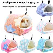 1PC Heart/Starfish Pattern Random Color Plush Thickened Full Enclosed Windproof Warm Bird Nest Parrot Hamster Sleeping Nest, Super Soft Hanging Small Pet Hammock Small Pet Hideaway Sleeping Bed Suitable For Birds Small Pets For Autumn And Winter - Z - View 18