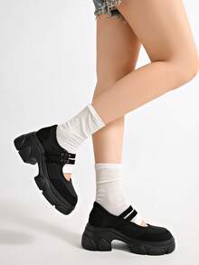 Design-Driven Functional Style Ballet Sports Shoes For Women 2025 New Thick Sole Mary Jane Shoes - Black - View 6