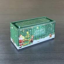 1pc Christmas Metal Tin Container, Aesthetic Industrial Holiday Storage Box For Stationery & Jewelry, Decorative Mini Desk Organizer, Festive Home Gift Box (115x50x55mm) - Multicolor - View 11