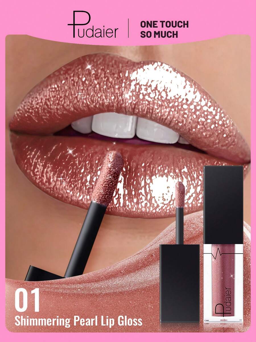 Pudaier Metallic Pearl Liquid Lip Gloss - Diamond Shine Waterproof Liquid Lipstick, Suitable For Daily And Party Makeup, Essential Beauty Tool For Women, Perfect For Parties And Music Festivals - 01 - View 1