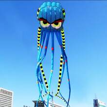 3D 8m Octopus Kite, 4-Color Large Animal Soft Kite, Outdoor Inflatable Adult Kite, Easy To Fly And Tear-Resistant, Holiday Gift, Suitable For Ages 14 And Up And Adults - 3D 8-meter Octopus Kite Black - View 7