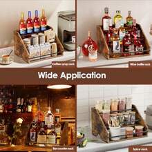 3 Step Liquor Bottle Display Rack - Wooden - View 7