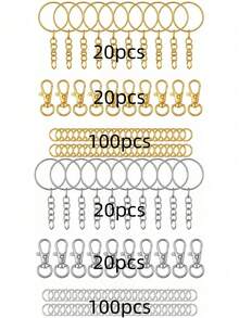 70/140/280/560pcs Keychain Making Materials Set - 40pcs Swivel Clasps, 10pcs Key Rings, 50pcs Open Jump Rings, DIY Keychain Handmade Tools (Gold/Silver) - Multicolor - View 14
