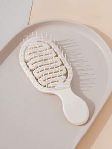 2pcs/1pc Mini Ivory Hollow Portable Styling Hair Brush, Hair Salon Beauty Travel Essential Hair Comb Tool Accessory, Unisex, Multi-Functional Dry & Wet Hair Detangling Brush, Suitable For All Hair Types - Apricot - View 4