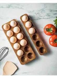 1pc Multi-Slot Paulownia Wood Egg Tray, Nordic Country Style Egg Storage Box, Suitable For Kitchen, Dining Room Egg Storage Rack, Baking/Refrigerator Egg Box, Creative Gift, Easter Gift, Egg Storage Tray, Kitchen Storage Organizer Accessories, Kitchen Storage Supplies, Kitchen Refrigerator Storage Rack, Kitchen Shelf - A - View 6