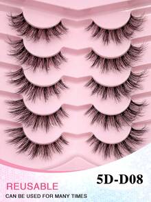 ENCHUW 5 Pairs Natural Look Eyelashes Fluffy Soft Cross Manga Lashes Wispy Natural Eyelash Extension Strip Lashes,Lashes,Eyelashes,Fake Lashes - Black - View 5