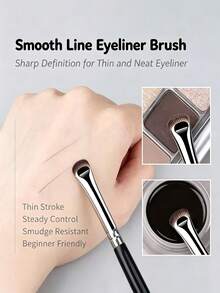 Crescent‑Shape Eyeliner Brush, Thin Blade Eye Makeup Brush For Lower Lash Line, Precise Detail Eyeshadow Brush For Lying Silkworm & Highlight, Ultra‑Thin Fine Edge Eye Contour Brush, Soft Bristles Precision Cosmetic Brush For Sharp Clean Eye Lines - Multicolor - View 4