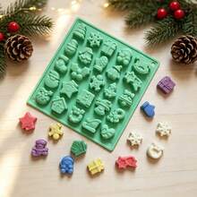 1pc Christmas Silicone Cookie Mold, Including Christmas Tree, Santa Claus, Snowman, Christmas Stocking, Gift Box And Snowflake Shapes. Can Be Used To Make Ice Cubes, Chocolate, Candy, Cookies - Multicolor - View 7