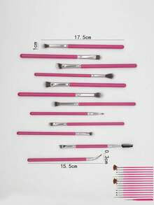 Rose Red 15pcs Eye Makeup Brush Set (Without Storage Bag), Suitable For Party, Home Or Travel - Hot Pink - View 5