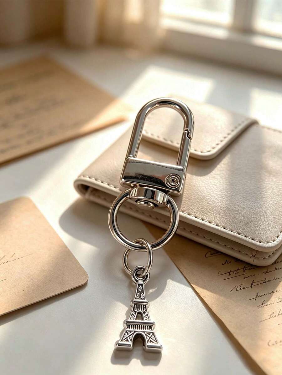 1/2pcs Eiffel Tower Keychain, Vintage Metal Bag Charm, Mini Landmark Backpack Pendant Decor Accessory, Gift For Teen Travel Enthusiasts - Multicolor - View 1
