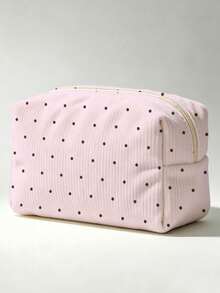 Campus Style Polka Dot Pencil Case/Stationery Storage Bag - Multi-Functional Large Capacity Design, Suitable For Storing Office Supplies, Creative Multi-Purpose Pencil Box Or Portable Travel Makeup Bag, Ideal For Students And Adults Daily Use. Polka Dot Density And Stripe Direction Random - Multicolor - View 2