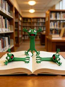 2pcs 3D Frog & Gecko Bookmarks, Quirky Animal Cute Squeeze Bookmark Set (Random Color & Style), Creative Shaped Bookmarks, Office Supplies, Reading Gift For Family And Friends, Adult Reading Accessories, 1pc - Multicolor - View 7