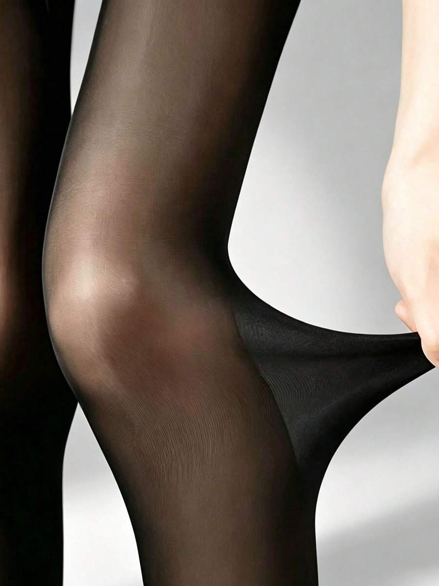 Women's Fashion Sexy Core-Spun Yarn Pantyhose One Pair - Black - View 1