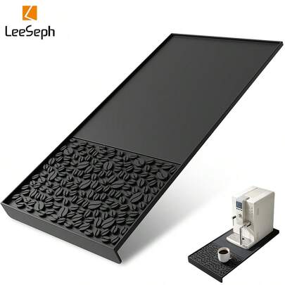 L LEESEPH Silicone Coffee Mat 24" X 12" Coffee Bar Countertop Mat, Kitchen Workstation Mat Accessory, Suitable For Coffee Machine Or Appliance Underneath, Dish Drying Mat, Heat-Resistant Coffee Machine Mat, Suitable For Home, Office, Cafe, Kitchen Gadget