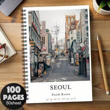 A5 koreansk semester spiralblock, lämpligt för dagboksskrivning, kontorsmaterial, studienödvändigheter, födelsedags- eller julklapp, daglig planerare med koreanskt tema och design, klassrumsanteckningar, kontormemo, bärbart anteckningsblock, lämpligt för yrkesverksamma, studenter och kontorsbruk – perfekt presentval, konstnärlig omslagsdesign, för anteckning av formler och ämnesstudier - En bok (50 sidor, 100 sidor) - Visa 9