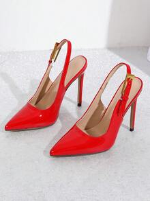 Women's Mirror Shiny Material Thin High Heel 2026 New Style High Heel Pumps - Red - View 5
