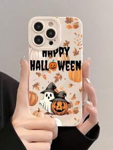 1pc Minimalist Personalized Halloween Pumpkin Ghost Slogan Pattern Off-White Pupil Full Coverage Anti-Drop Phone Case Compatible With IPhone 16 Pro Max/16/16 Pro/16 Plus/11/15/15 Pro/15 Pro Max/12/13/14 Pro Max/XS/XR/11 Pro/11 Pro Max/12 Pro/12 Pro Max/13 Pro/13 Pro Max/7 Plus/14 Pro/14 Pro Max/14 Plus/7 Plus/8 Plus/8/SE2/12 Mini/13 Mini Soft Shell Anti-Yellowing - Multicolor - View 1