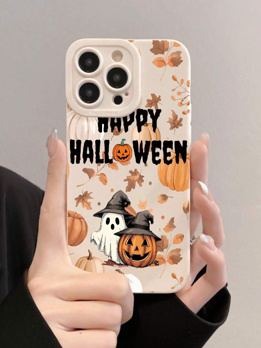 1pc Minimalist Personalized Halloween Pumpkin Ghost Slogan Pattern Off-White Pupil Full Coverage Anti-Drop Phone Case Compatible With IPhone 16 Pro Max/16/16 Pro/16 Plus/11/15/15 Pro/15 Pro Max/12/13/14 Pro Max/XS/XR/11 Pro/11 Pro Max/12 Pro/12 Pro Max/13 Pro/13 Pro Max/7 Plus/14 Pro/14 Pro Max/14 Plus/7 Plus/8 Plus/8/SE2/12 Mini/13 Mini Soft Shell Anti-Yellowing - Multicolor - View 1