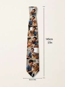 1pc Personalized Custom Photo Men Necktie,Custom Image Printed Formal Tie,Keepsake Gift For Dad Husband Groom,Wedding Business Daily Outfit Accessory - Multicolor - View 3