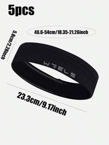 WRELS 1/3/5pcs Outdoor Sports Sweat-Absorbing Headband, Breathable Fitness Running Headband - Black - View 10