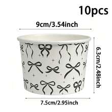 Bow Pattern Ice Cream Cup, Minimalist Ribbon & Star Sketch Print, Disposable Dessert Bowl, Suitable For Cold Drinks, Ice Cream, Pudding And Snacks, Perfect For Adult Elegant Parties, Bridal Showers, Wedding Receptions, Garden Gatherings And Catering Services - Multicolor - View 8