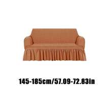 Multi-Functional Elastic Sofa Cover With Ruffle Trim-Perfect For Living Rooms And Bedrooms, Easy To Clean, Suitable For Couches For Living Room, Room Deco, Sectional, Home Deco, And Bedroom - Flesh Orange - View 12