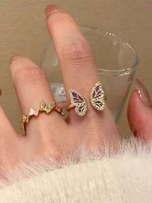 1pc Butterfly Open Ring, Exquisite Sweet Unique Niche Design, Suitable For Women's Daily Wear, Party And Gathering - Butterfly - View 6