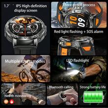 GAWSUG 1400mAh Rugged Smart Watch Military Tactical IPX8 Waterproof Bluetooth Call Flashlight Fitness Tracker Men Women Gift - View 2