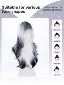 alicegarden Wig sintetis sepanjang 26 inci dengan gaya bergelombang alami dalam berbagai warna yang menakjubkan. Dirancang dengan poni, wig palsu ini sangat cocok untuk cosplay Halloween dan penggunaan sehari-hari, menawarkan hadiah wig yang alami dan tahan lama untuk para wanita. - MultiWarna - View 2