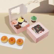 5pcs 4-Inch Basque Cheesecake Boxes For Wedding Season, Birthday White Cardboard Cupcake Boxes 15.2*15.2*7.7cm Paper Packaging Boxes For Daily Pastry, Ins Minimalist Muffin Boxes For Baking Packaging, Suitable For Cookies, Candies, Chocolates, Donuts, Halloween, Christmas Candy And Dessert Cake Boxes - Paper - View 6
