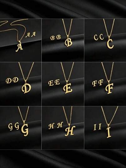 26-Piece Minimalist Stainless Steel Letter Pendant Necklace And Earring Set, Gold-Plated Pendant Necklace, Women's Jewelry Gift, Holiday Gift