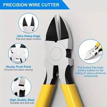 1pc Electrician Diagonal Wire Cutting Pliers Set, Wire Cutting Pliers, Diagonal Cutting Edge, High Hardness And Sharpness, Suitable For Circuit Repair, Manual DIY Of Models, Manual Wire Breaking Pliers, Electrician Repair Hardware Tools - Slanted Mouth - View 2