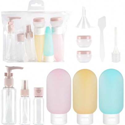 Set di 11 kit viaggio liquidi, contenitori da viaggio per liquidi, flaconi da viaggio 30/50/60/80 ML, piccole lattine di crema,