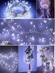 1pc 50/100 LEDs Firecracker Copper Wire Fairy String Lights, Remote Controlled 8 Lighting Modes, USB & Battery Operated With Timer Function, Warm White Waterproof LED Lights For Summer Patio, Wedding, Eid Al‑Adha Festival Decor - Battery-powered Firecracker Lights - View 10