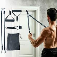 Fitness Cable Machine Attachments Kit 10Pcs , Tricep Rope, Exercise Handles, Ankle Cuffs, Door Anchor, Carabiner Clips For Gym Training - A - View 3