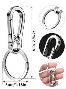 4/1pc Minimalist Multifunctional Durable Detachable Alloy Metal Backpack Waist Belt Car Key Chain, Key Ring Clip Metal Key Ring Shape Key Ring Key Chain Clip Hook Bracket Storage, Unisex, Home Essential, Halloween Teacher's Day Thanksgiving Christmas Gift - Multicolor - View 6