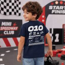 Camiseta Infantil Speedway Racing Campeonato Número 10 Pista Corrida Carro Piloto Velocidade Radical 100% Algodão - Azul escuro - Visão 3