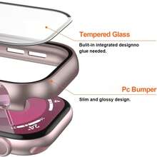 2 Rose Gold + 1 Transparent Watch Case Film, Compatible With Apple Watch 4/5/6/7/8/9/10/11, Full Coverage, Anti-Scratch, Built-In Tempered Glass - 2 Rose Gold + 1 Clear Watch Case Film - View 3
