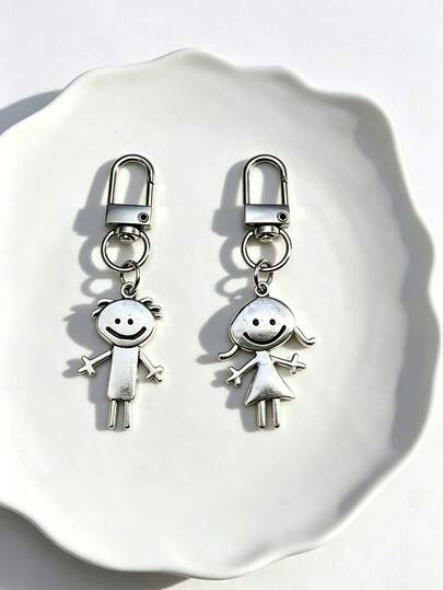 2pcs Smiling Couple Theme Keychains, Smiling Boy And Smiling Girl Keychains, Best Friend Pendant, Suitable For Backpack Decoration, Daily Bag Decoration, Holiday Party Gift, Back To School Gift, Women's Keychain, Car Keychain, Keychain Making Material, Men's Keychain, Backpack Pendant Keychain, Keychain Pendant, Keychain Coin Purse, Bulk Keychains, Keychain Set, Keychain Accessories