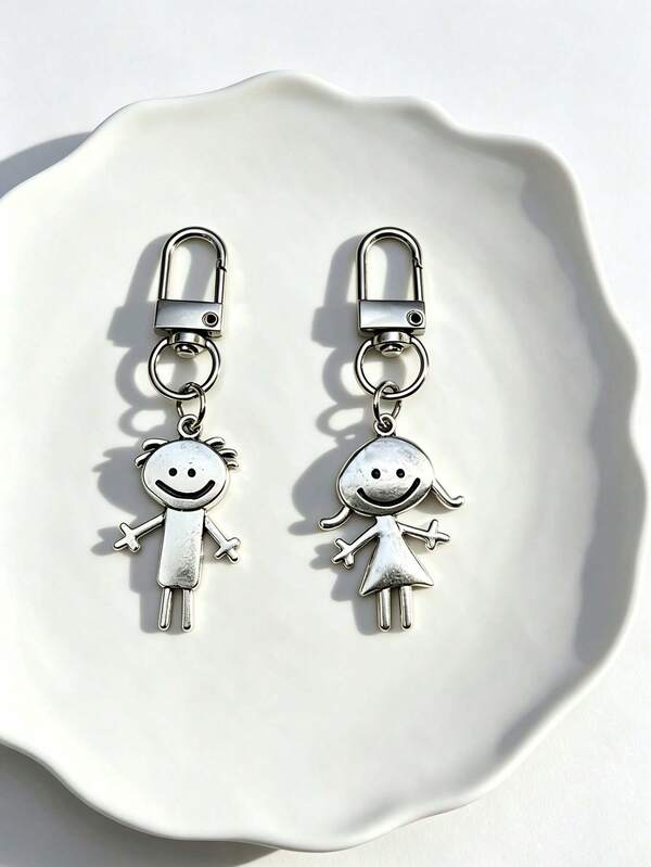 2pcs Smiling Couple Theme Keychains, Smiling Boy And Smiling Girl Keychains, Best Friend Pendant, Suitable For Backpack Decoration, Daily Bag Decoration, Holiday Party Gift, Back To School Gift, Women's Keychain, Car Keychain, Keychain Making Material, Men's Keychain, Backpack Pendant Keychain, Keychain Pendant, Keychain Coin Purse, Bulk Keychains, Keychain Set, Keychain Accessories