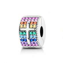 1 hạt spacer bạc Sterling S925 chống trượt, thiết kế đa yếu tố hình dấu chân, bướm, sao, trăng, hoa, đính đá Cubic Zirconia màu sắc và tráng men mạ vàng, tương thích với mọi loại vòng tay, phụ kiện trang trí đa năng cho làm trang sức DIY thủ công và điểm xuyết trang phục hàng ngày - Nhiều màu - Xem 21